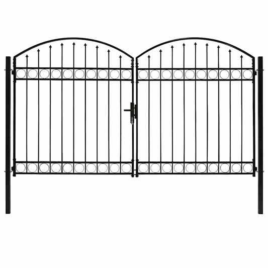 Fence Gate ASSEN Double Door with Arched Top Steel 300x200 cm