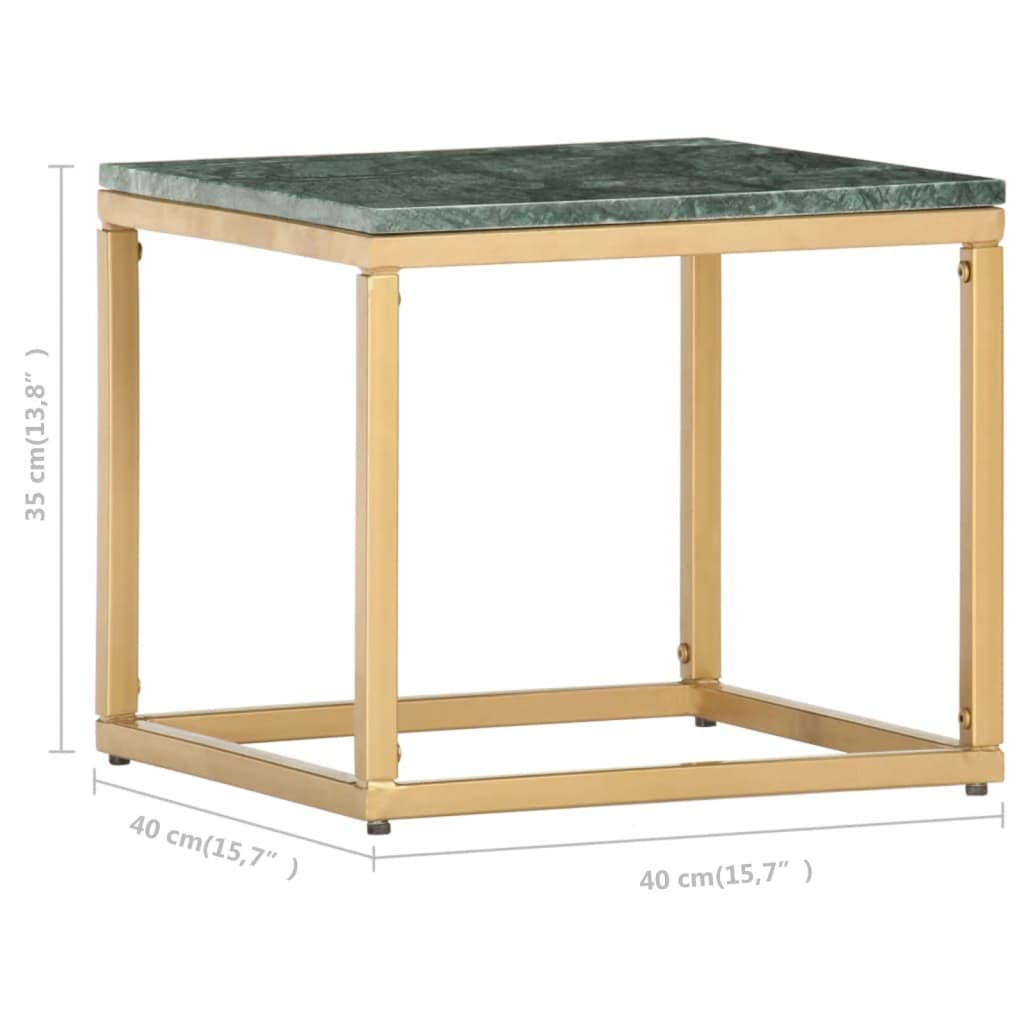 Coffee Table Green 40x40x35 cm Real Stone with Marble Texture