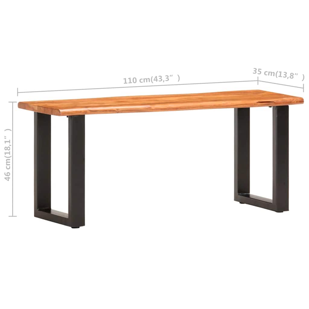 Live Edge Bench 110 cm Solid Acacia Wood and Steel
