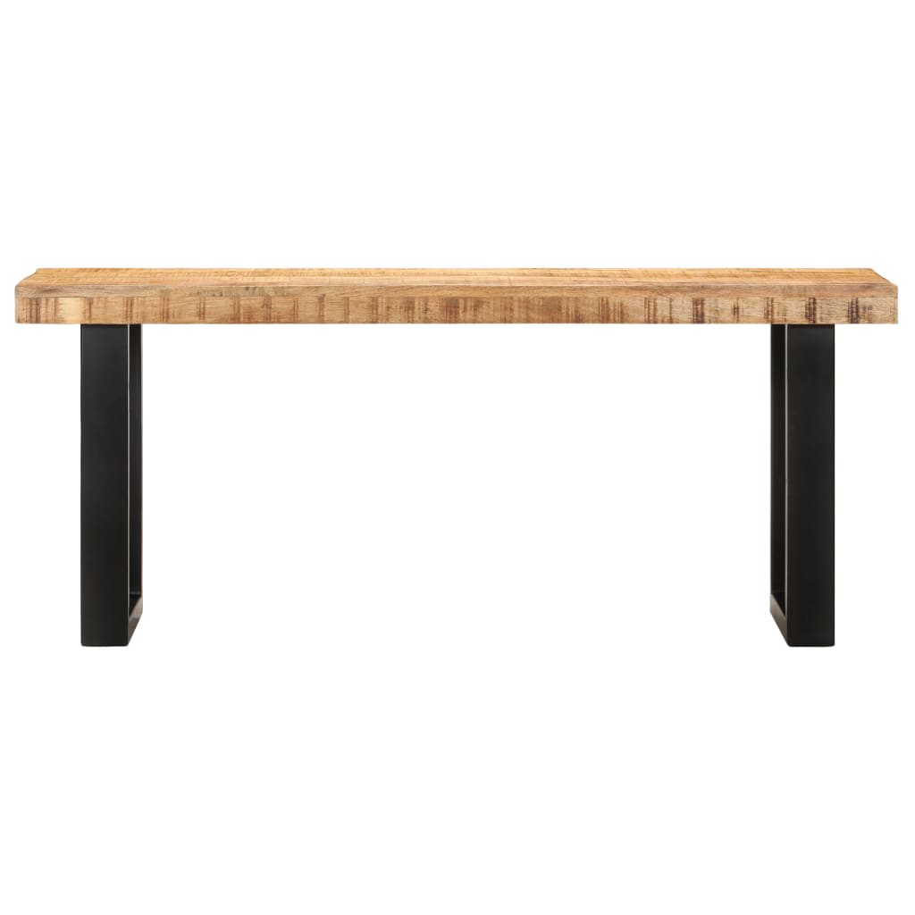 Bench 110 cm Solid Rough Mango Wood and Steel