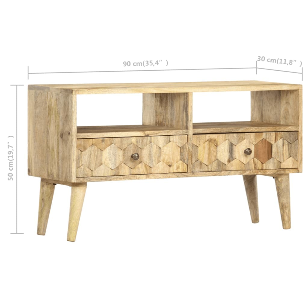 TV Cabinet 90x30x50 cm Solid Mango Wood
