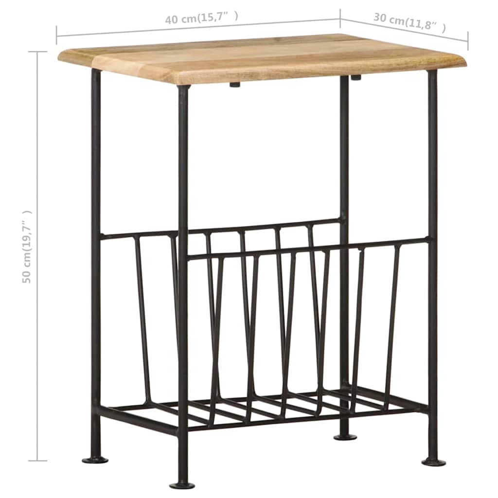 286465 vidaXL Magazine Rack 40x30x50 cm Solid Mango Wood and Steel