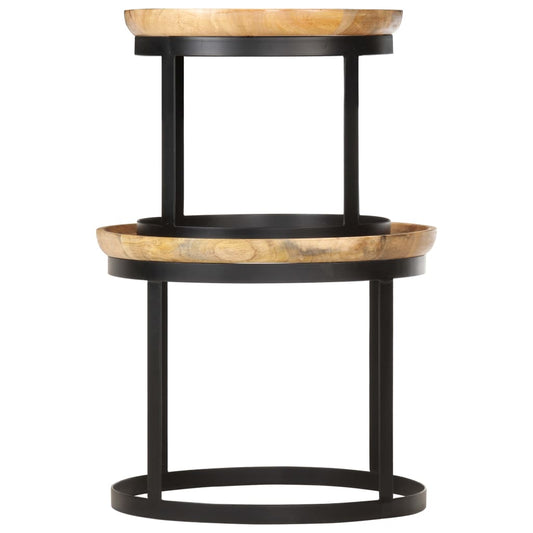 Side Table | Brown and black | Solid mango wood and powder-coated steel