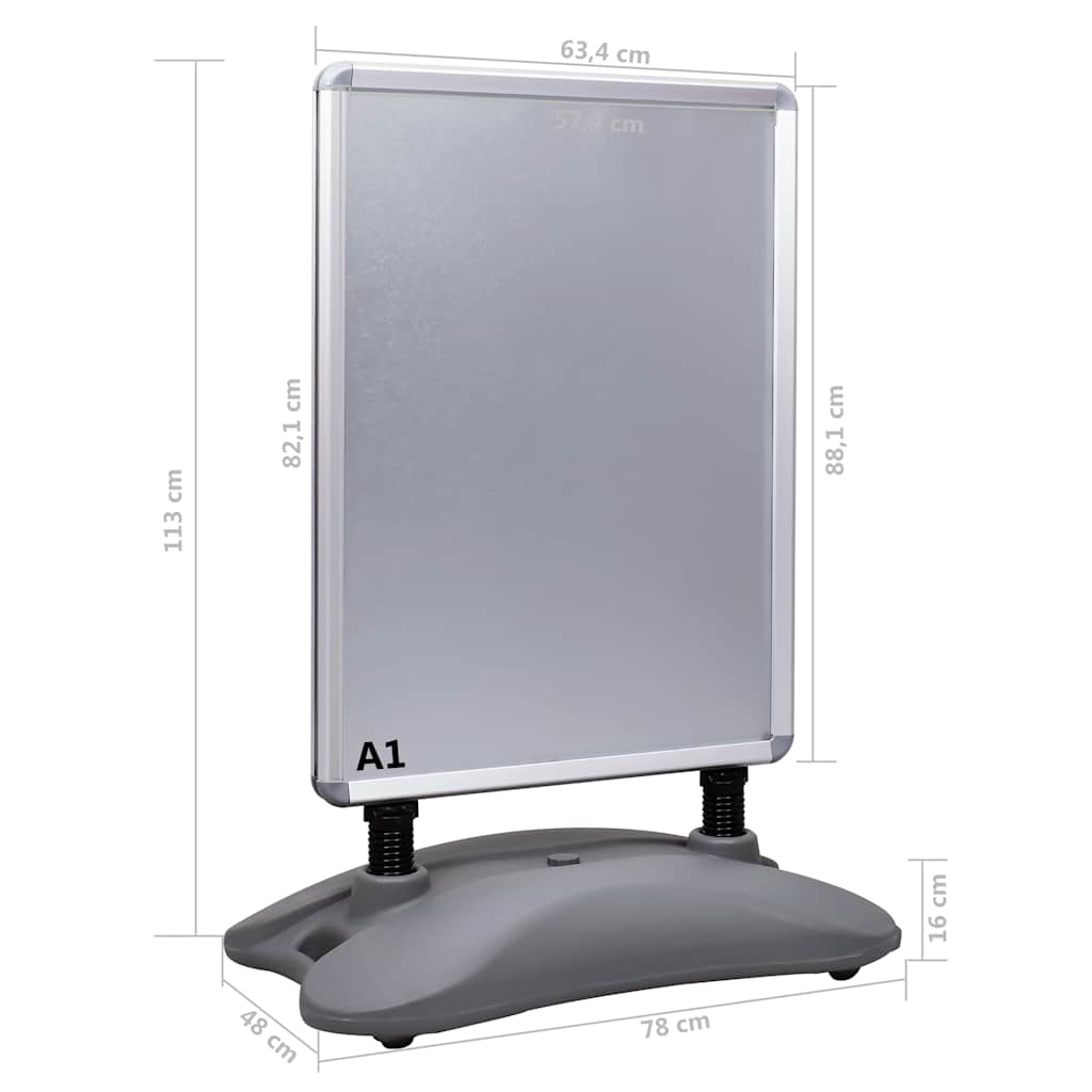 51204 vidaXL A1 Waterbase Poster Stand Grey Aluminium Alloy