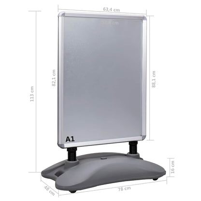 51204 vidaXL A1 Waterbase Poster Stand Grey Aluminium Alloy