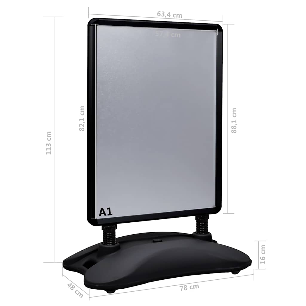 51205 vidaXL A1 Waterbase Poster Stand Black Aluminium Alloy