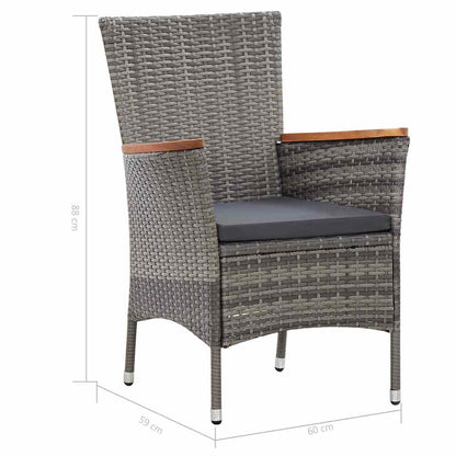 46083 vidaXL 9 Piece Garden Dining Set with Cushions Poly Rattan Grey
