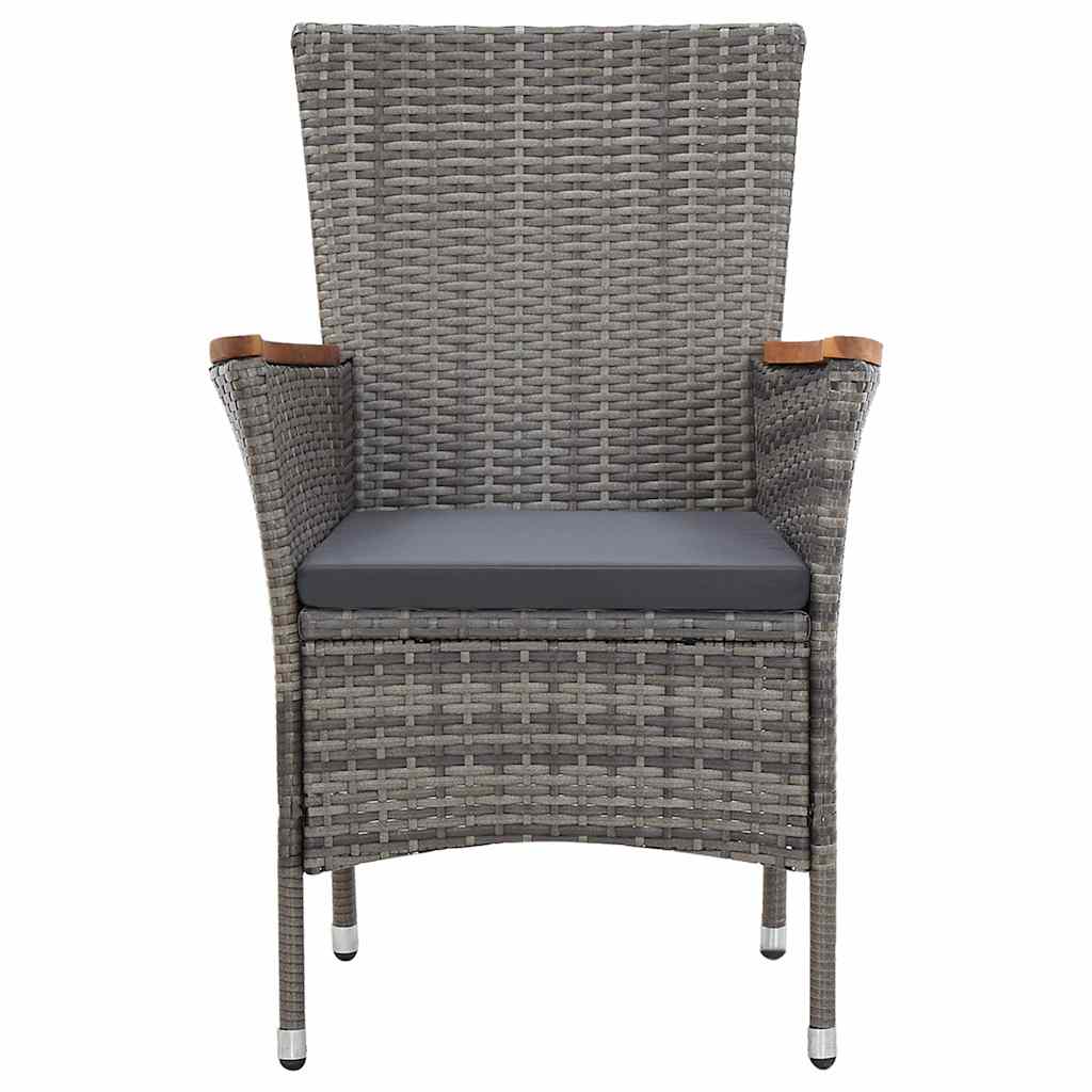 46083 vidaXL 9 Piece Garden Dining Set with Cushions Poly Rattan Grey