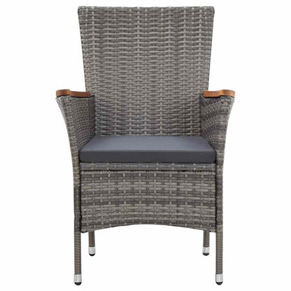 46083 vidaXL 9 Piece Garden Dining Set with Cushions Poly Rattan Grey