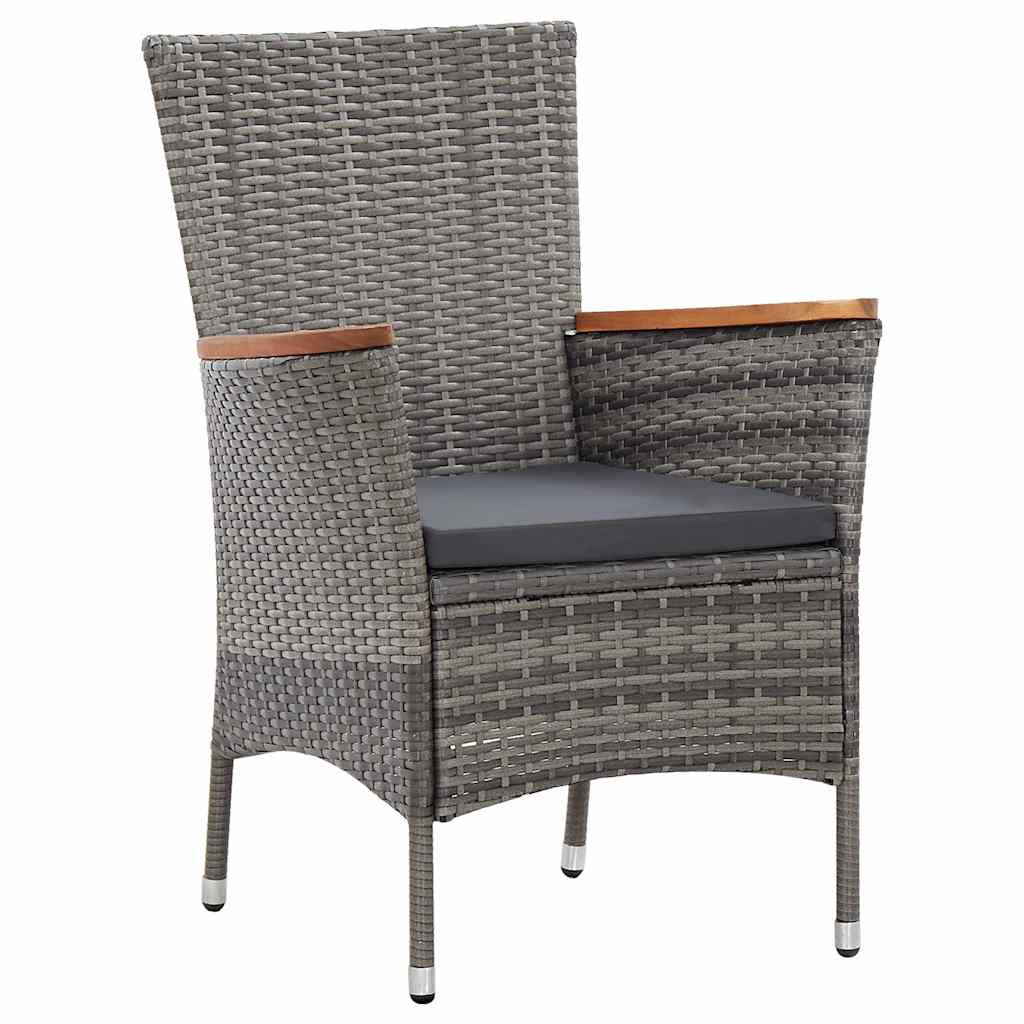 46083 vidaXL 9 Piece Garden Dining Set with Cushions Poly Rattan Grey