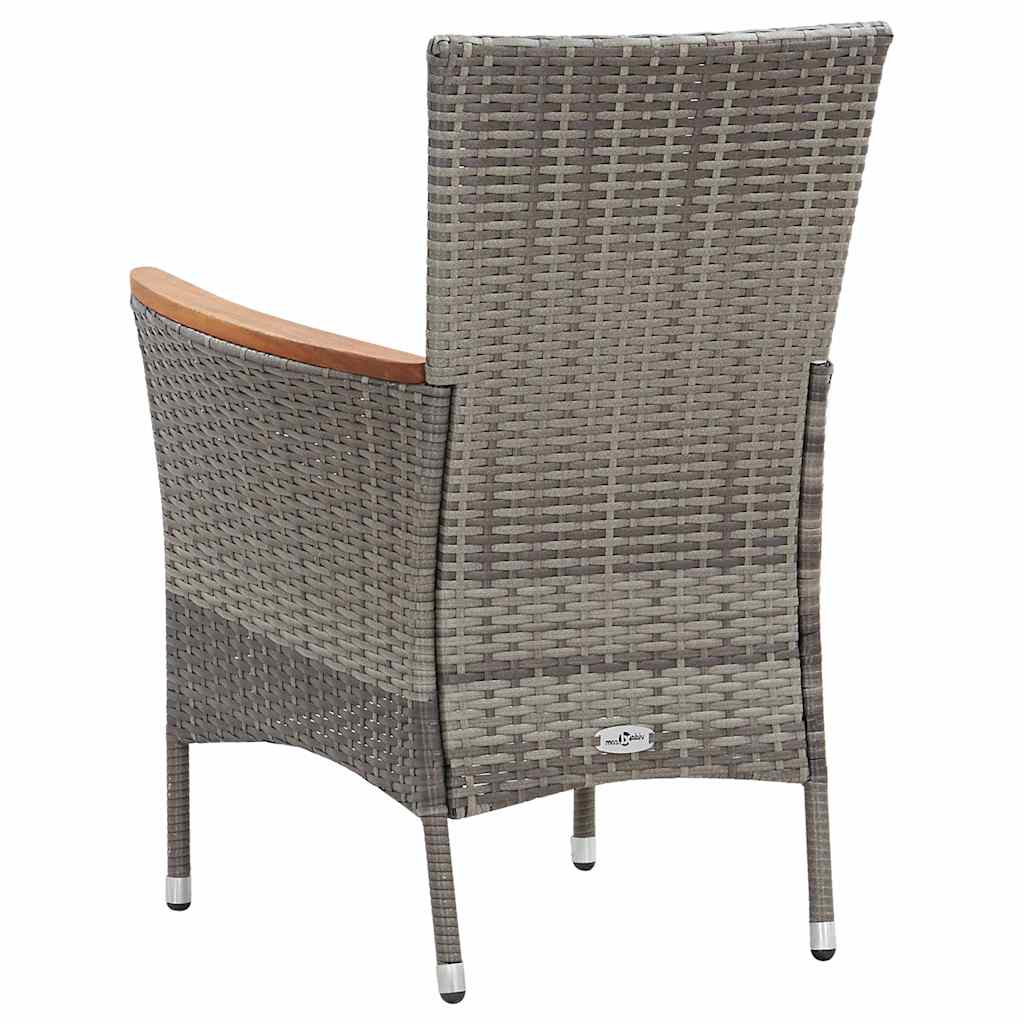 46083 vidaXL 9 Piece Garden Dining Set with Cushions Poly Rattan Grey