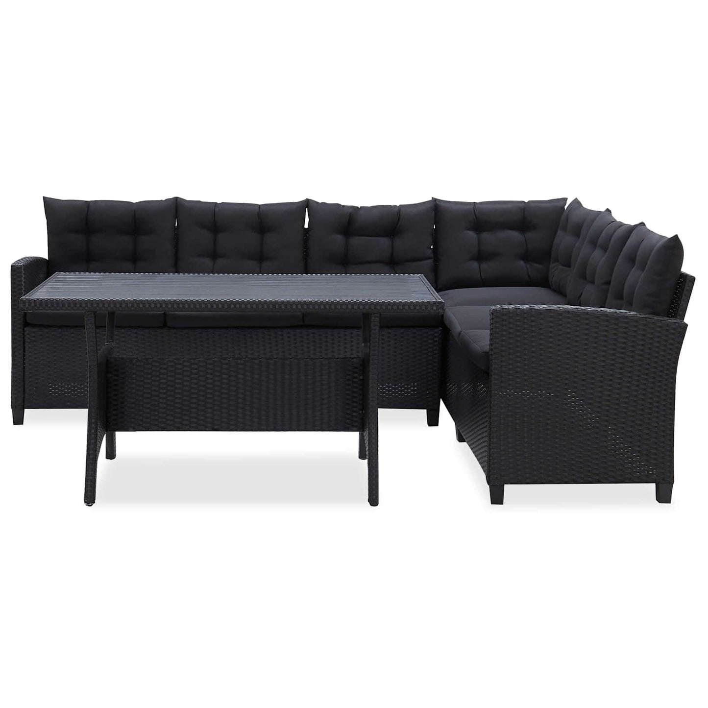 Outdoor Furniture Sets Black Poly Rattan
