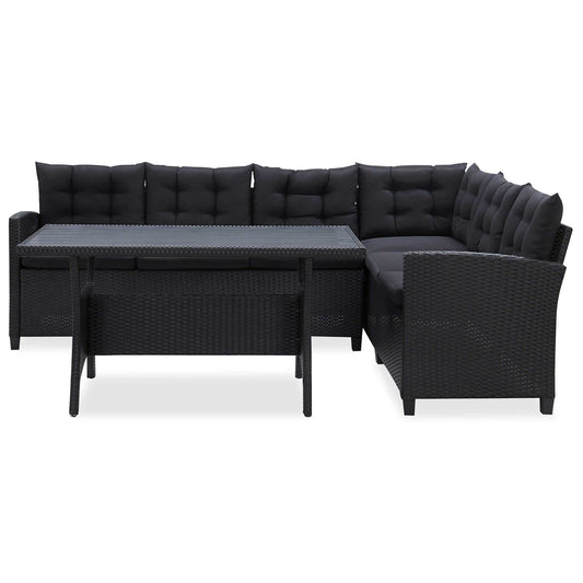 Outdoor Furniture Sets Black Poly Rattan