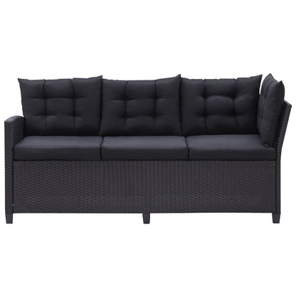 Outdoor Furniture Sets Black Poly Rattan