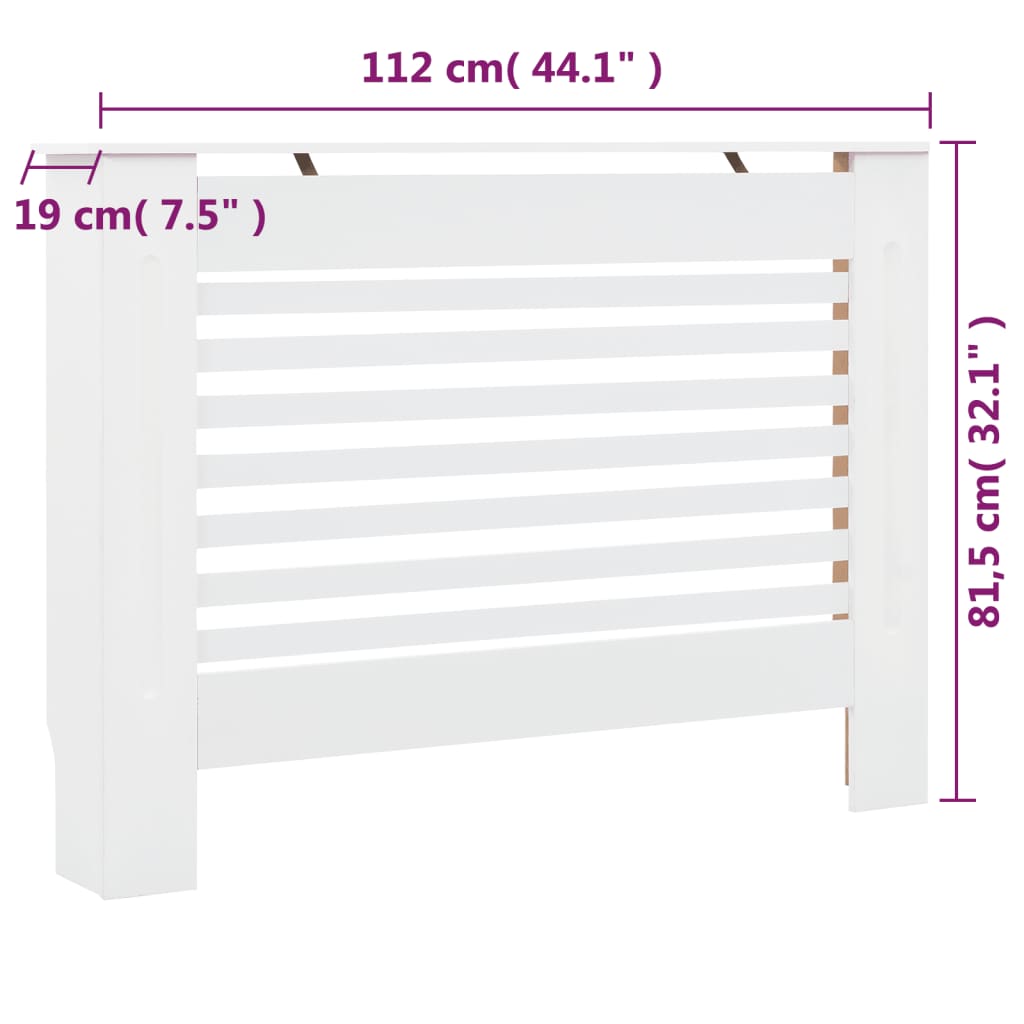 Radiator Covers 2 pcs White 112x19x81.5 cm MDF