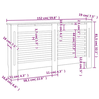 Radiator Covers 2 pcs White 152x19x81.5 cm MDF