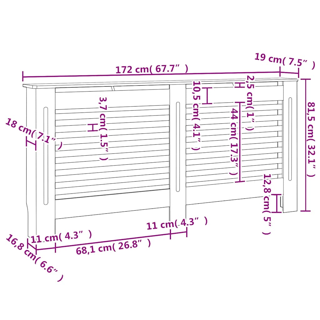 Radiator Covers 2 pcs White 172x19x81.5 cm MDF