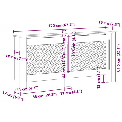 Radiator Covers 2 pcs White 172x19x81.5 cm MDF