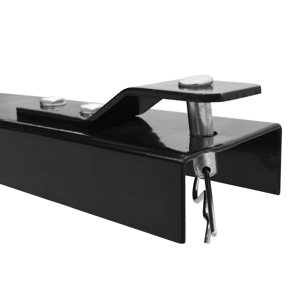 Tipping Trailer for Lawn Mower 150 kg Load - Side view showcasing its black steel construction and garden-friendly design.