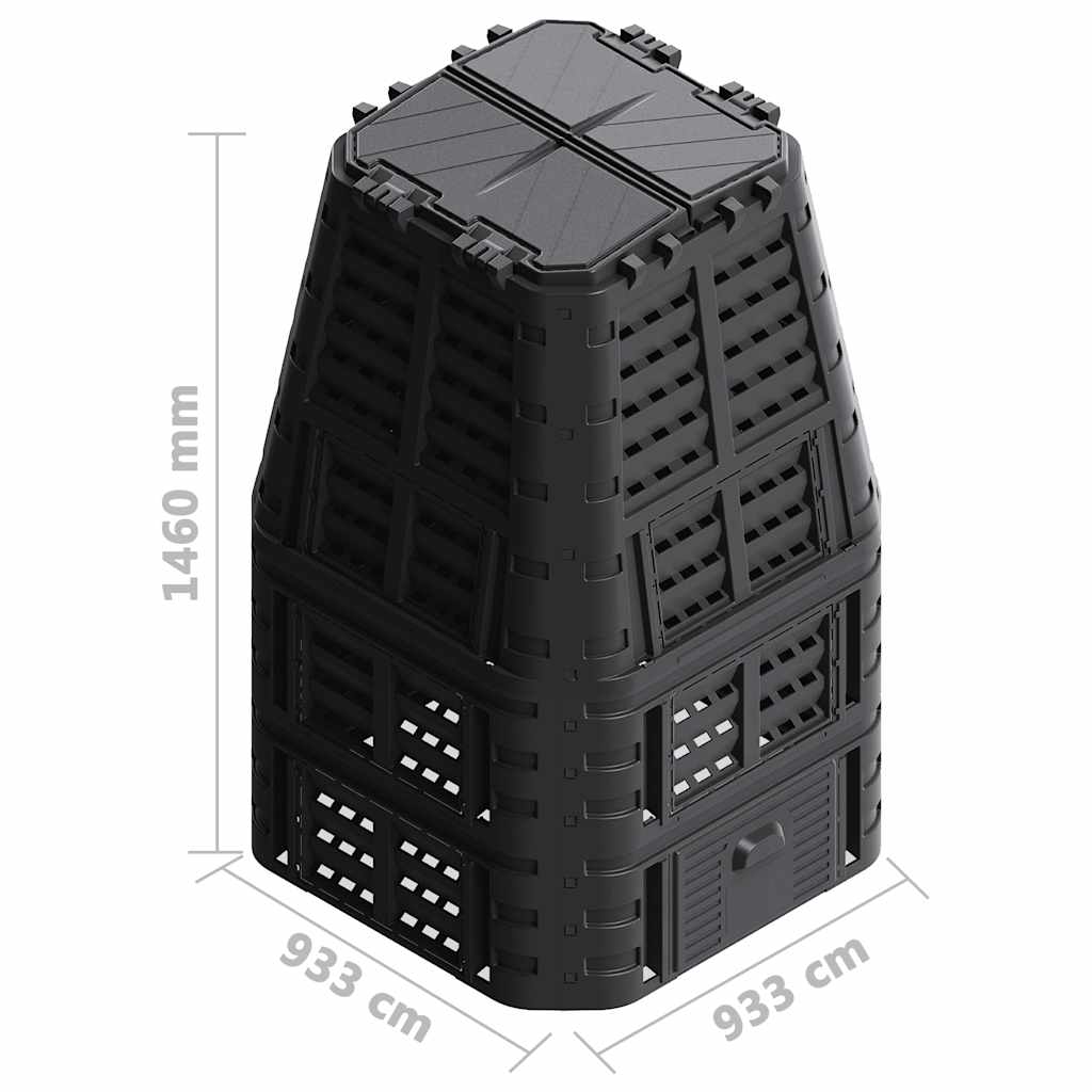 146278 vidaXL Garden Composter Black 93,3x93,3x146 cm 1000 L