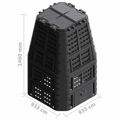 146278 vidaXL Garden Composter Black 93,3x93,3x146 cm 1000 L