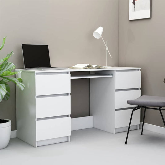 800810 vidaXL Writing Desk White 140x50x77 cm Engineered Wood