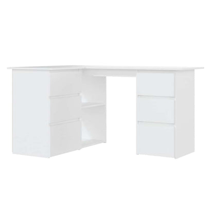 801089 vidaXL Corner Desk White 145x100x76 cm Engineered Wood