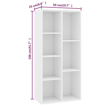 801107 vidaXL Book Cabinet White 50x25x106 cm Engineered Wood