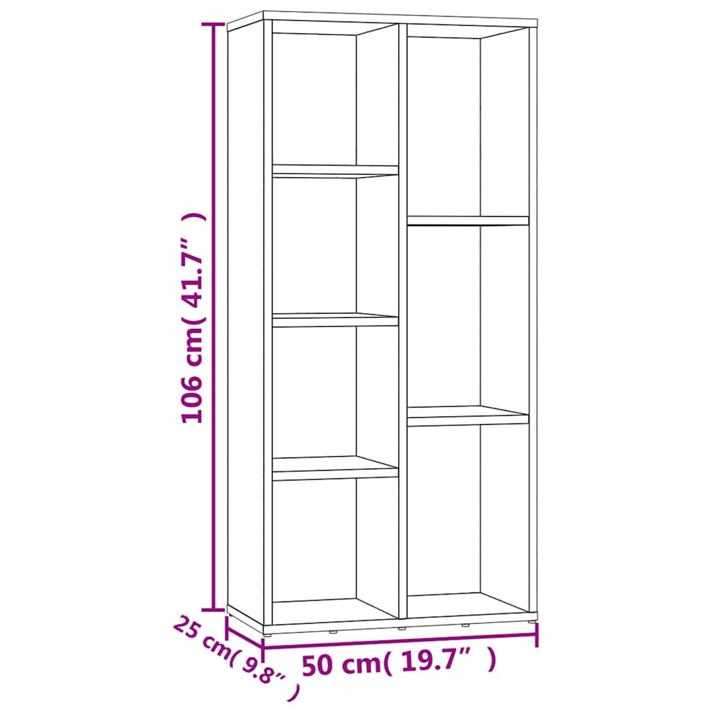 801111 vidaXL Book Cabinet Concrete Grey 50x25x106 cm Engineered Wood