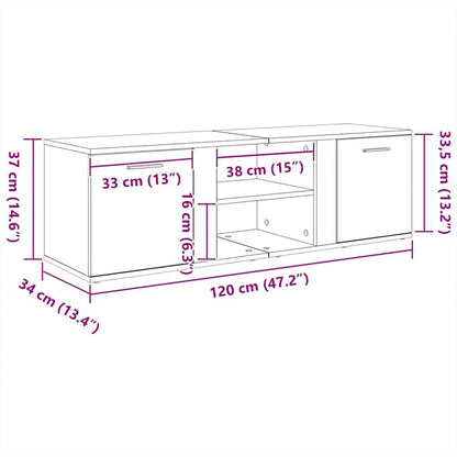 801165 vidaXL TV Cabinet Concrete Grey 120x34x37 cm Engineered Wood