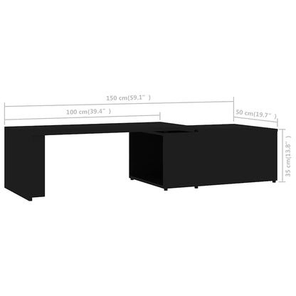 801338 vidaXL Coffee Table Black 150x50x35 cm Engineered Wood