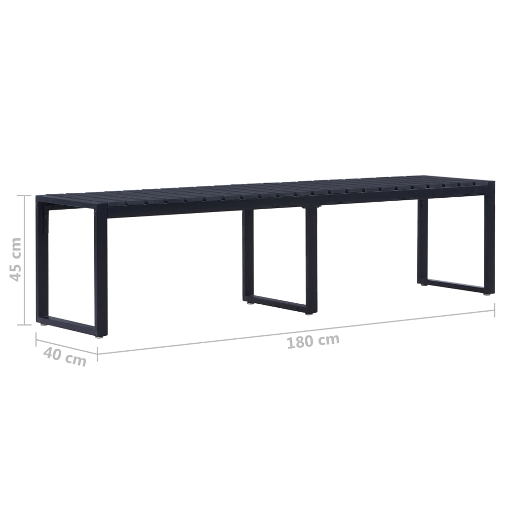 Garden Bench | Black | PS board | 180 cm wide | Durable | Garden Bench