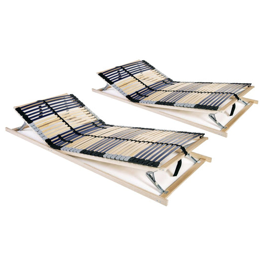 Slatted Bed Bases without Mattress 2 pcs with 42 Slats 80x200 cm