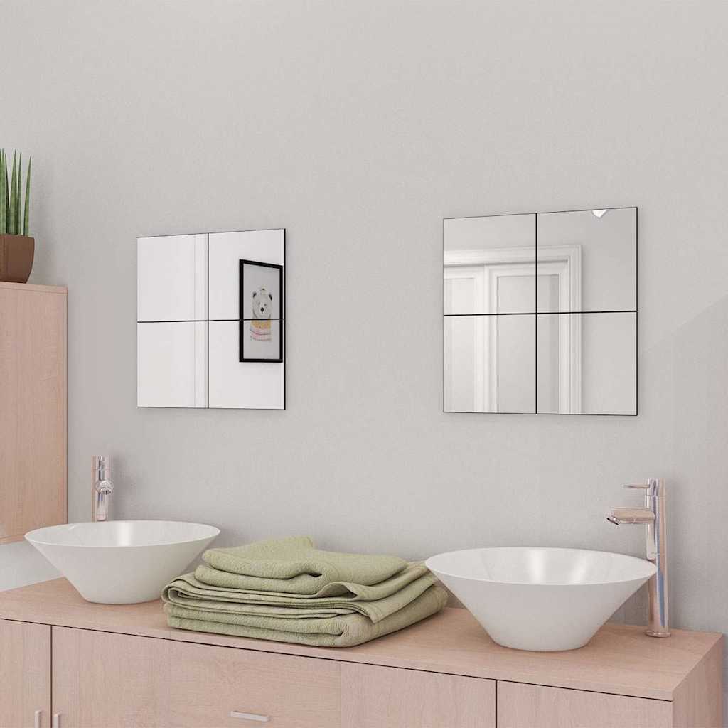Frameless Mirror Tiles Glass 16 pcs 20,5 cm