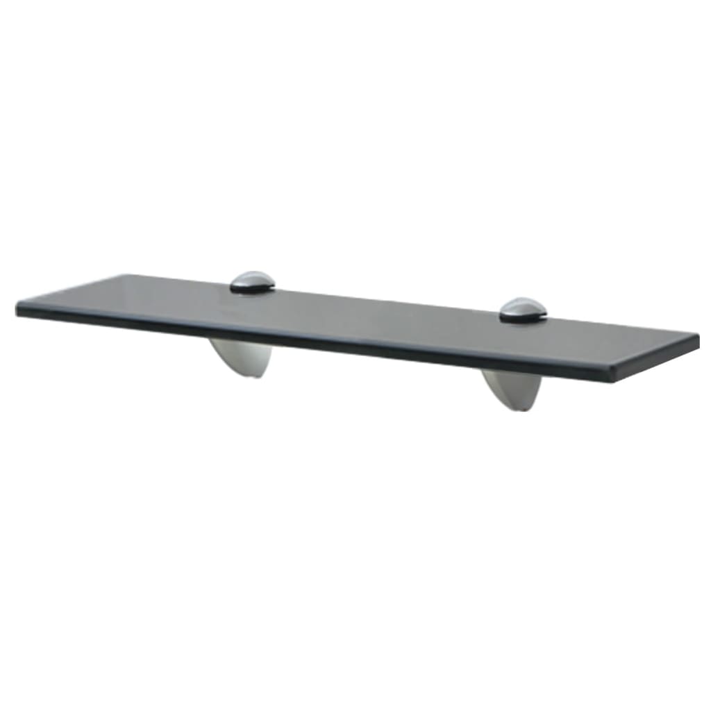 Floating Shelf | Set of 2 | Black | Tempered safety glass | 40x10 cm