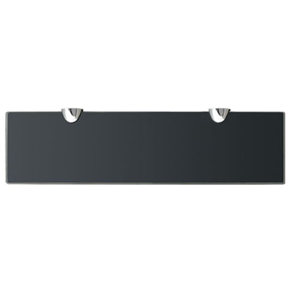 Floating Shelf | Set of 2 | Black | Tempered safety glass | 40x10 cm