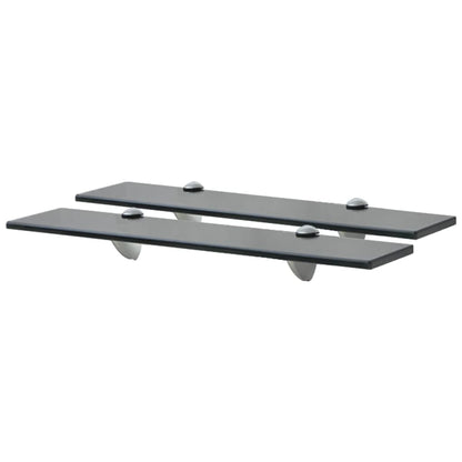 Floating Shelf | Set of 2 | Black | Toughened safety glass | Medium