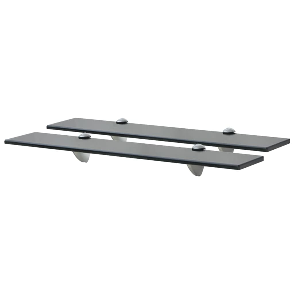 Floating Shelf | Set of 2 | Black | Tempered safety glass, zinc alloy