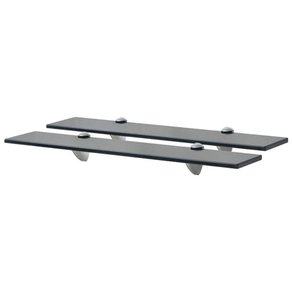 Floating Shelf | Set of 2 | Black | Tempered safety glass, zinc alloy