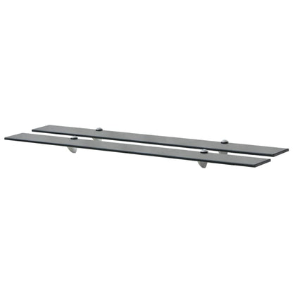 Floating Shelf | Set of 2 | Black | Tempered safety glass, Zinc alloy