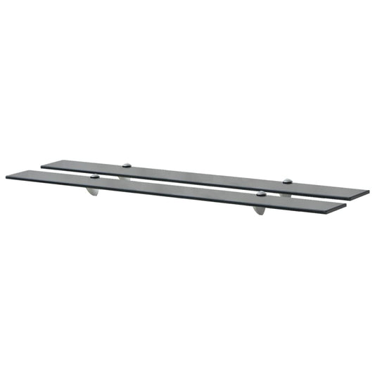 Floating Shelf | Set of 2 | Black | Tempered safety glass, Zinc alloy