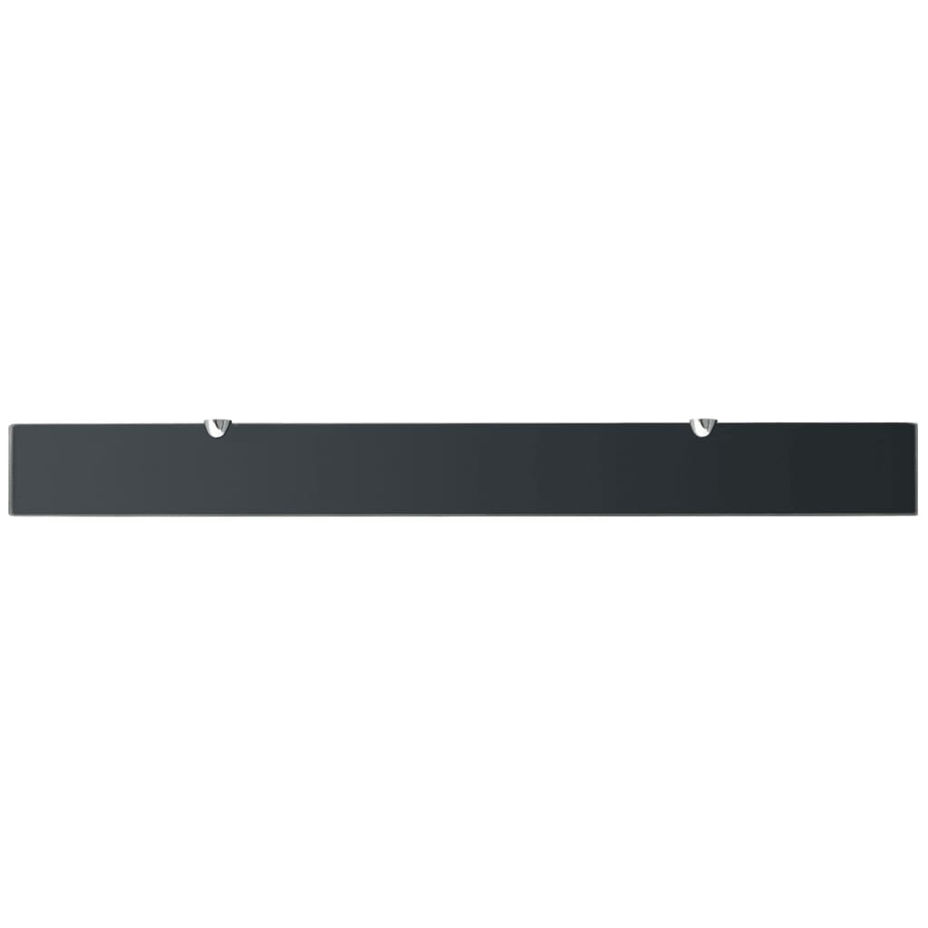 Floating Shelf | Set of 2 | Black | Tempered safety glass, Zinc alloy