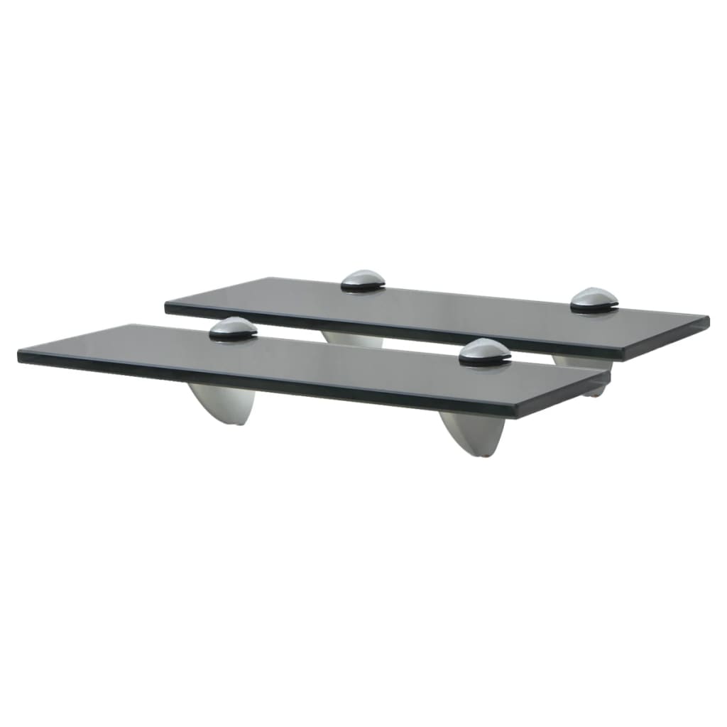 Floating Shelf | Set of 2 | Black | Tempered Safety Glass | 30x20 cm