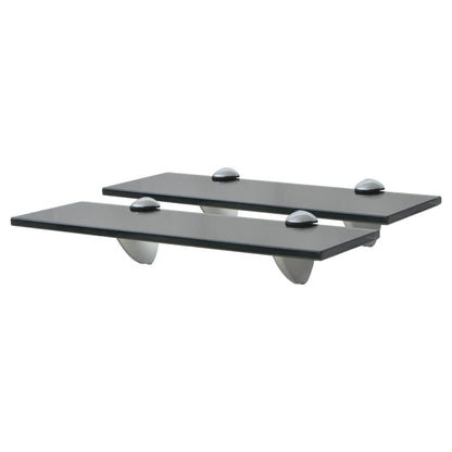 Floating Shelf | Set of 2 | Black | Tempered Safety Glass | 30x20 cm