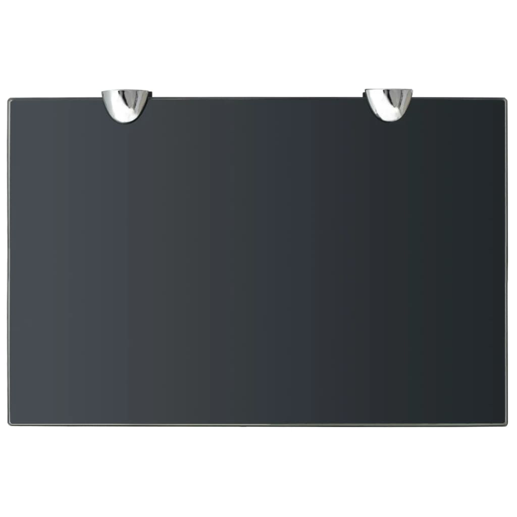 Floating Shelf | Set of 2 | Black | Tempered Safety Glass | 30x20 cm