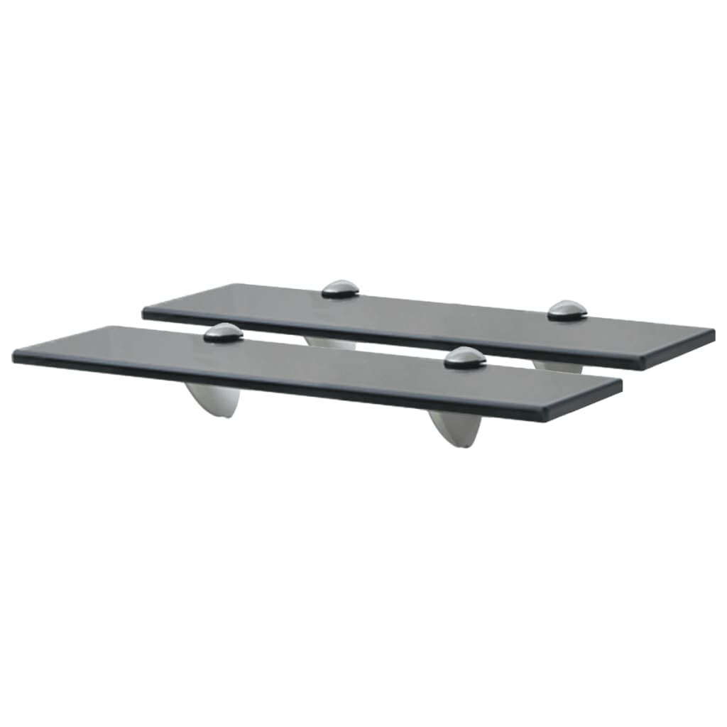 Floating Shelf | Set of 2 | Black | Tempered safety glass | 40x20cm 8mm