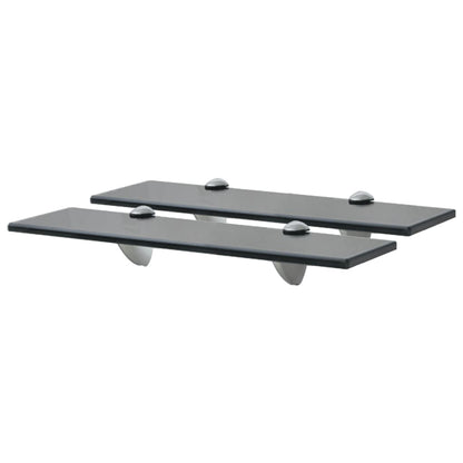 Floating Shelf | Set of 2 | Black | Tempered safety glass | 40x20cm 8mm