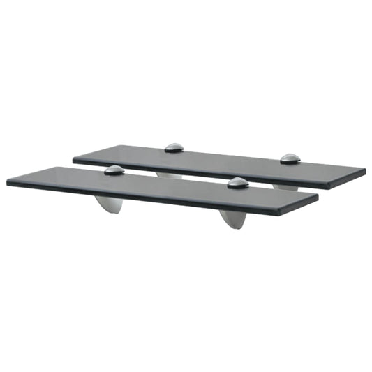 Floating Shelf | Set of 2 | Black | Tempered safety glass | 40x20cm 8mm