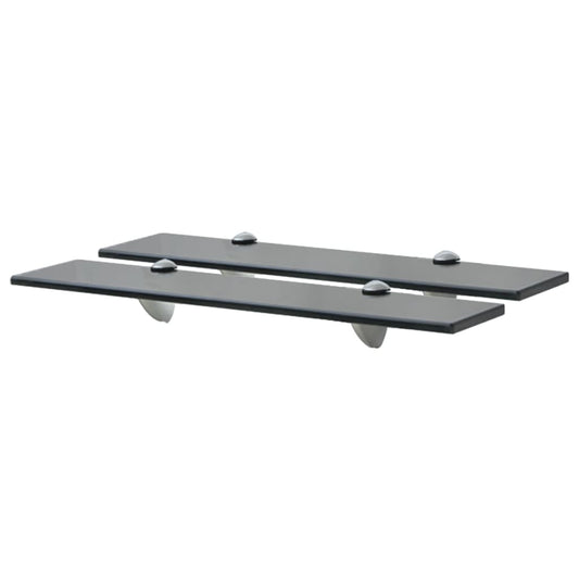 Floating Shelf | Set of 2 | Black | Tempered safety glass | 50x20cm