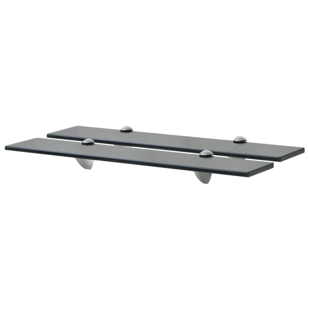 Floating Shelf | Set of 2 | Black | Tempered safety glass, Zinc alloy